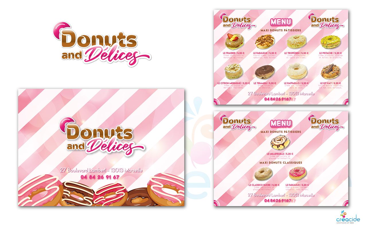 Menu et identité visuelle donuts and délices