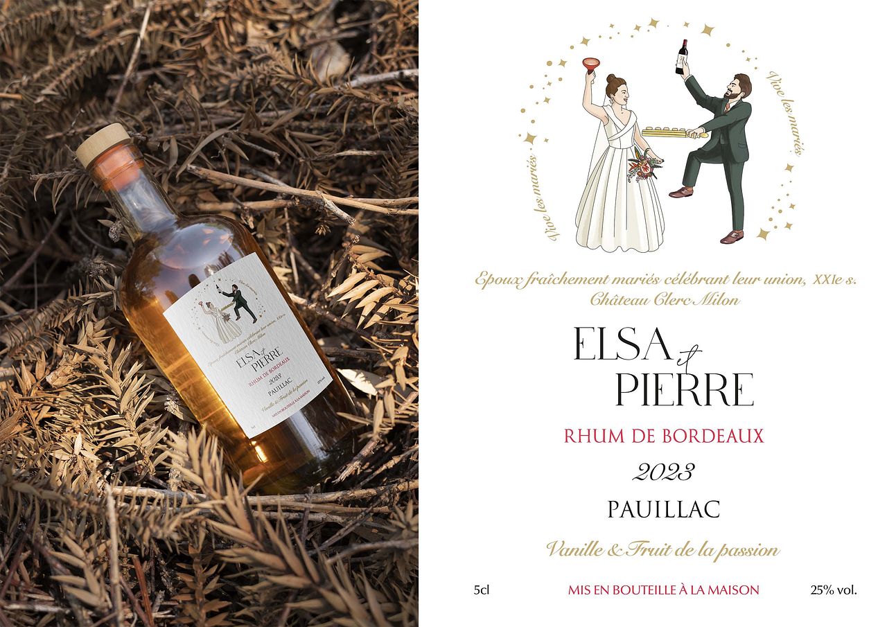 Etiquette de rhum pour un mariage