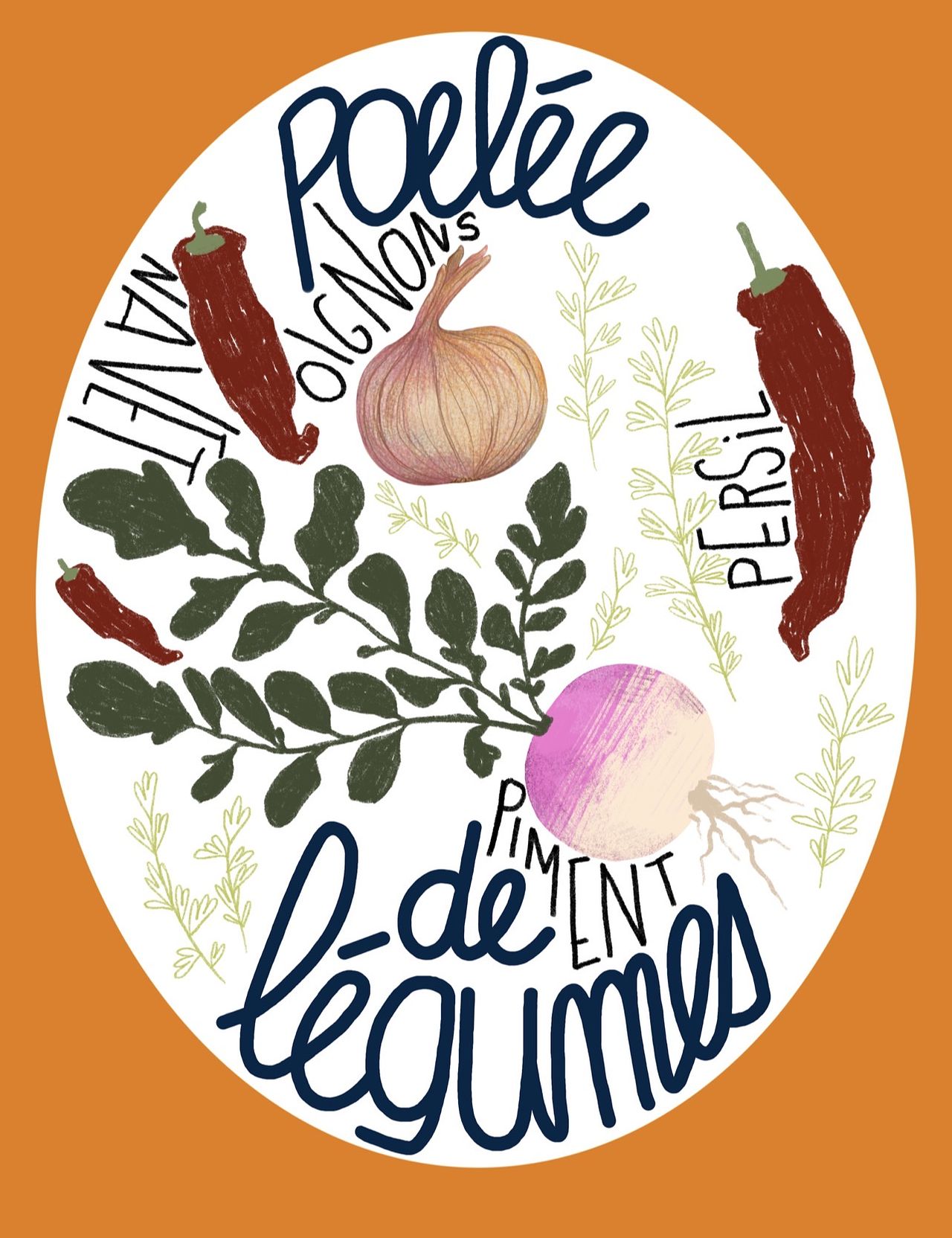 Étiquette pour des Poêlée de légumes