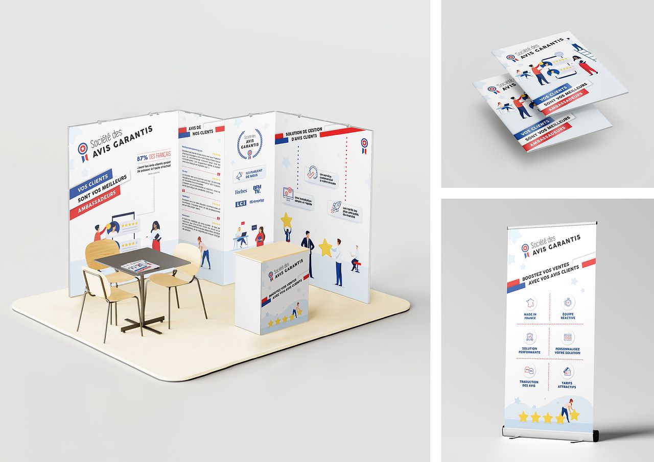 Stand, PLV, brochure Société des Avis Garantis