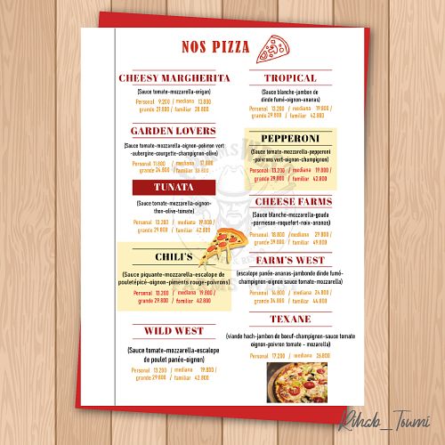 Menu d'un Café Resto