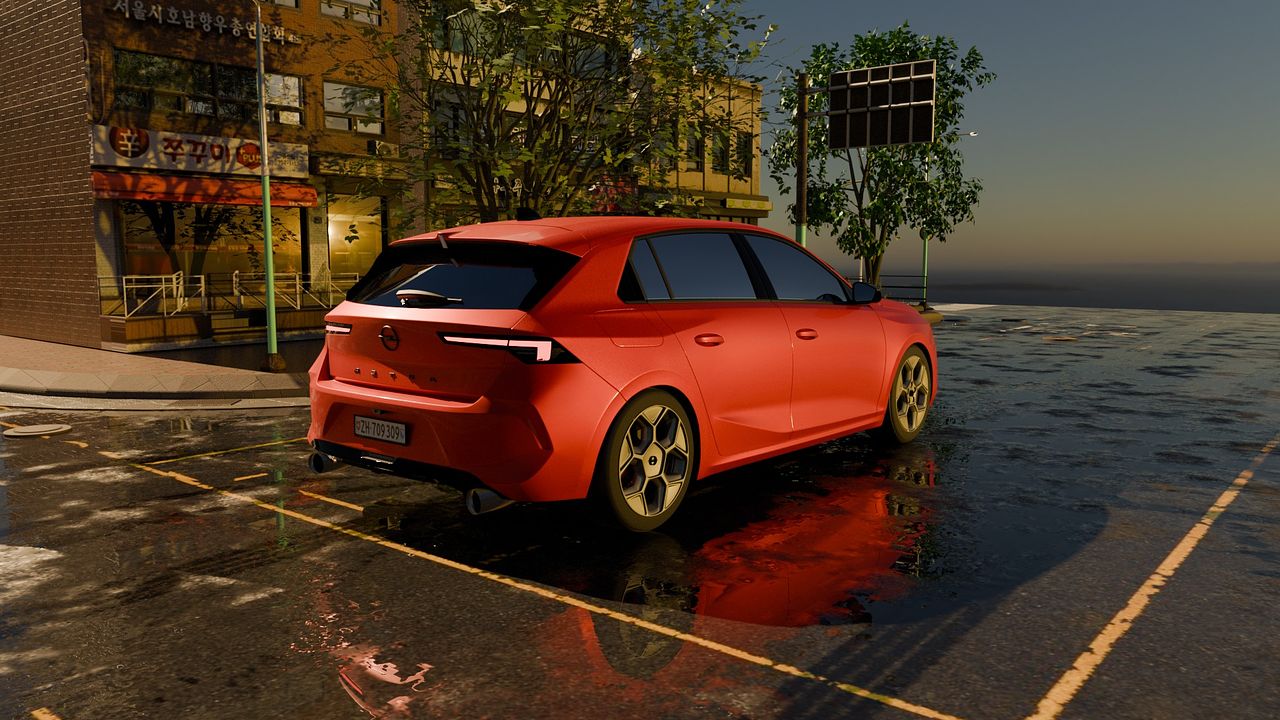 Rendu 3D automobile – scène extérieure