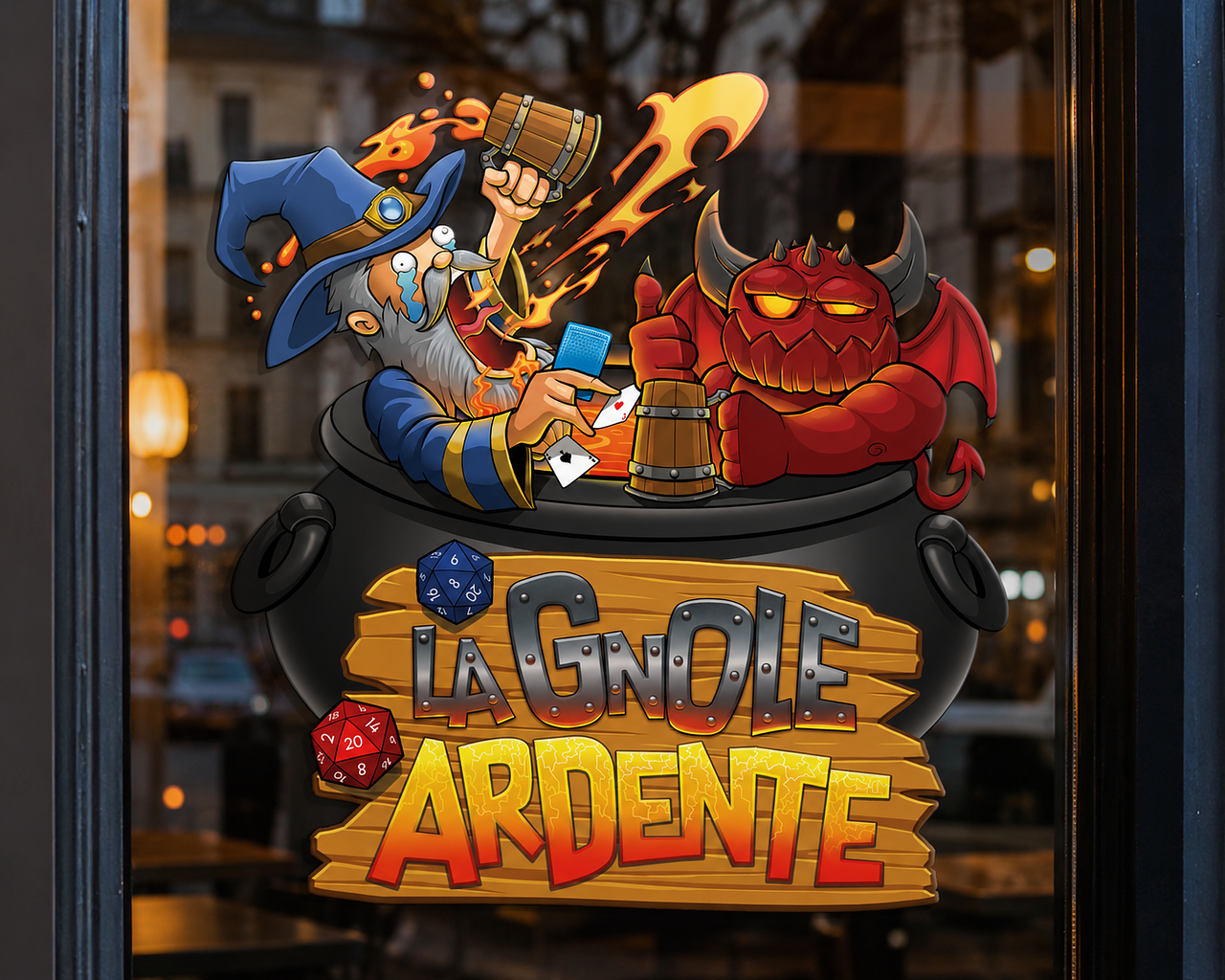Mockup logo vitrine bar à jeux