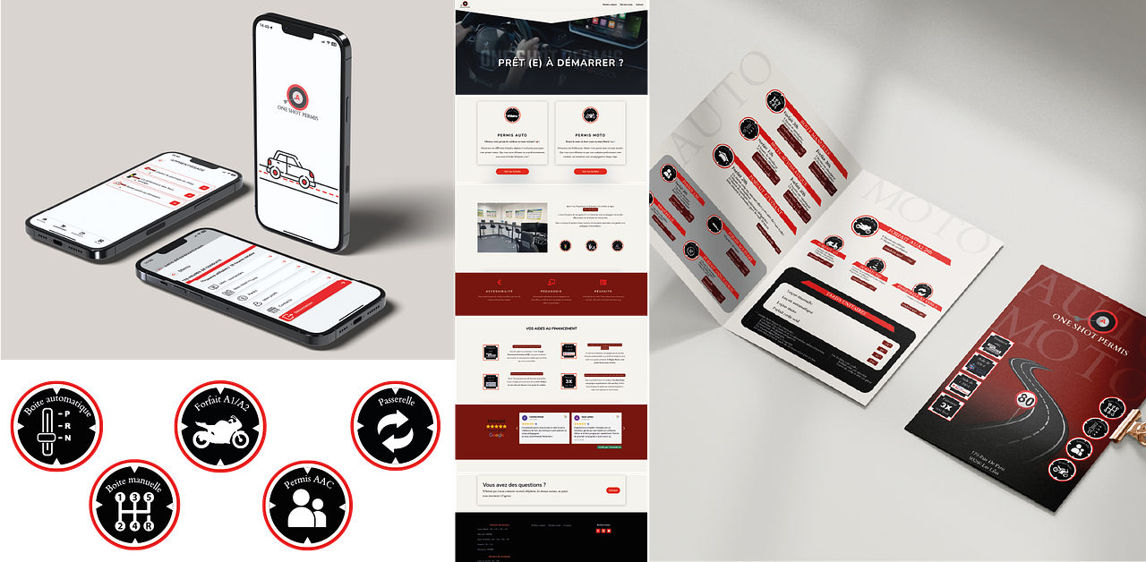 Auto ecole one shot permis - site web, branding