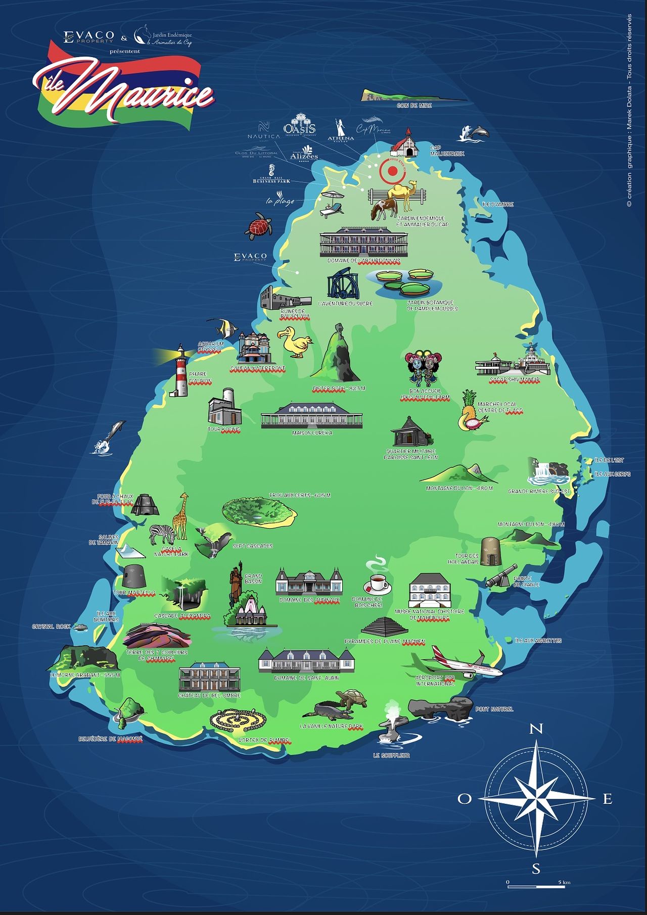 Plan touristique de l’île Maurice