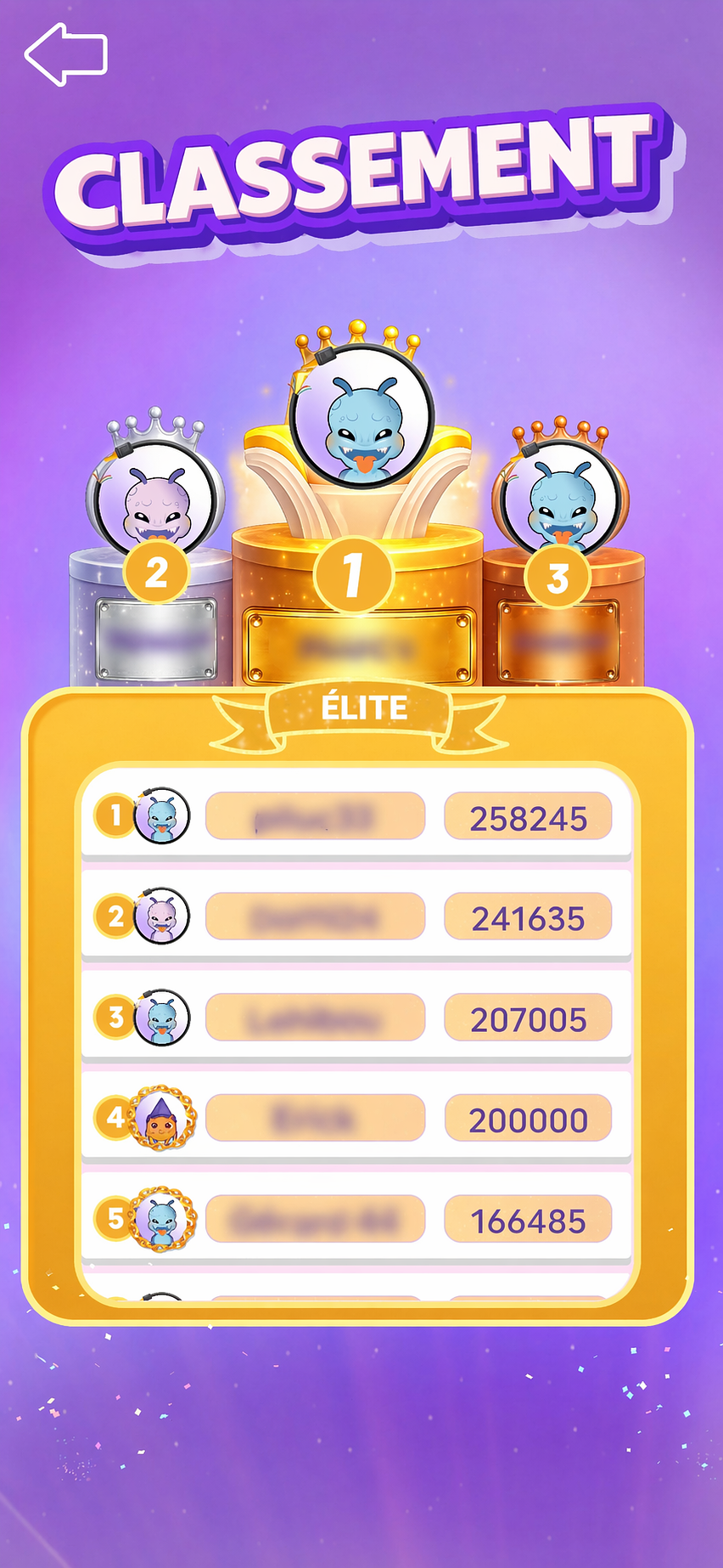 Interface utilisateur – Classement (UI mobile gami