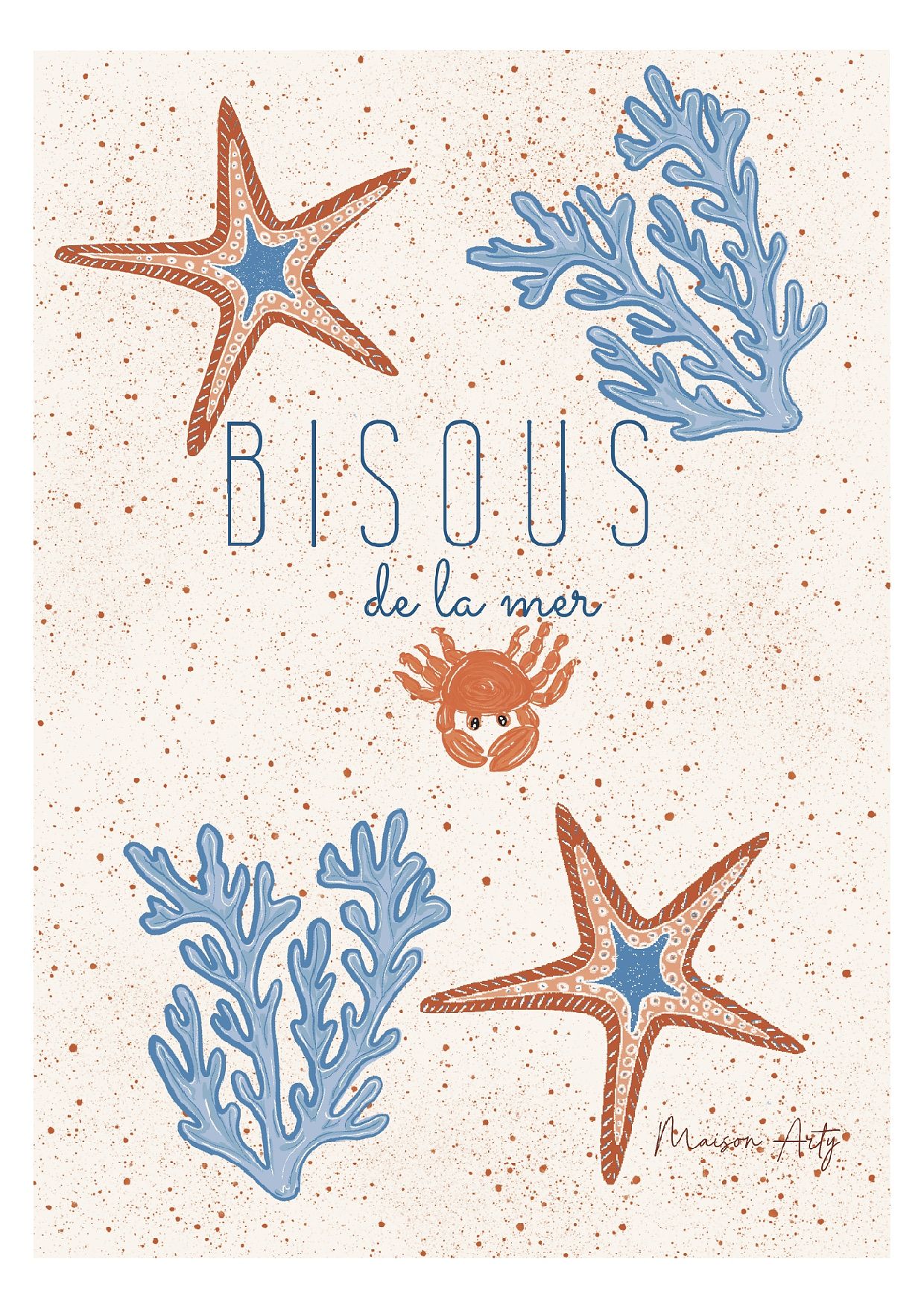 Affiche illustrée "Bisous de la mer"