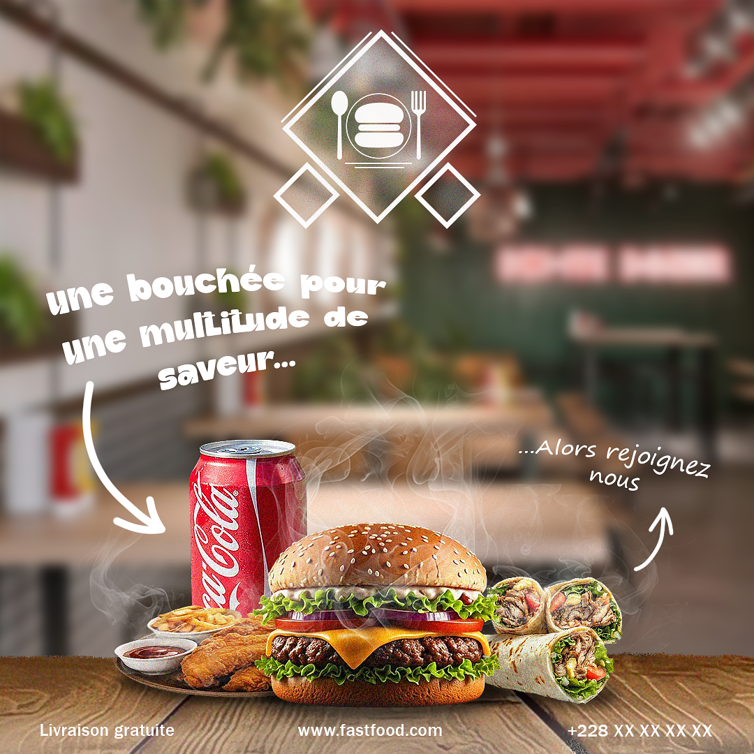 Affiche Publicitaire Fast-Food — Menu Gourmet & So
