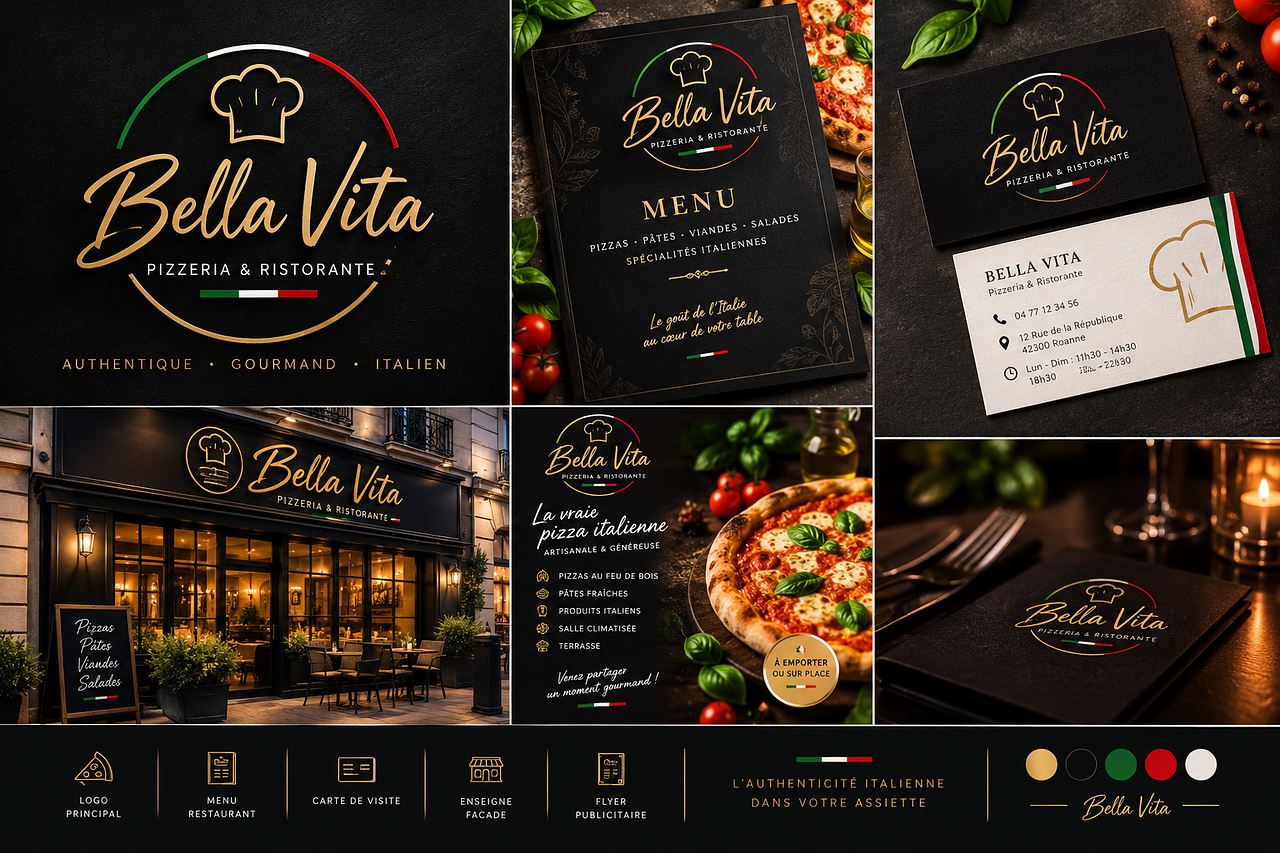 Identité visuelle complète – Pizzeria italienne