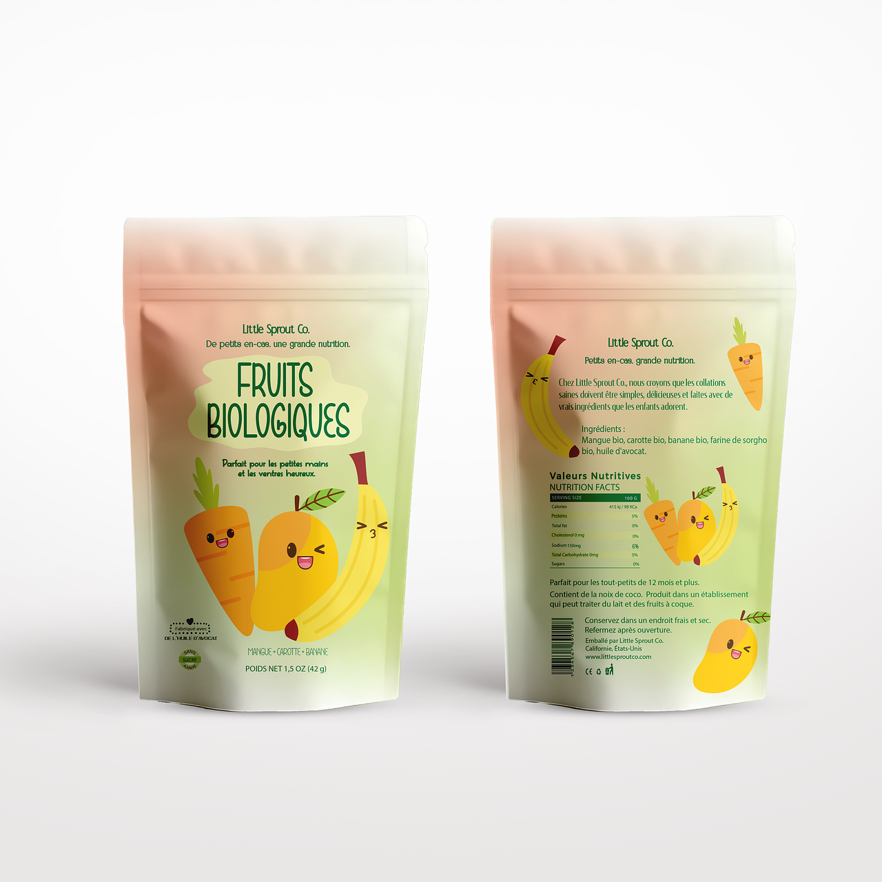 Design d'emballage pour snacks biologiques pour en