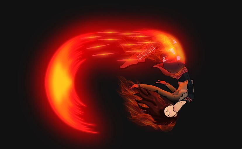 Illustration 2D de personnage avec effet d’attaque