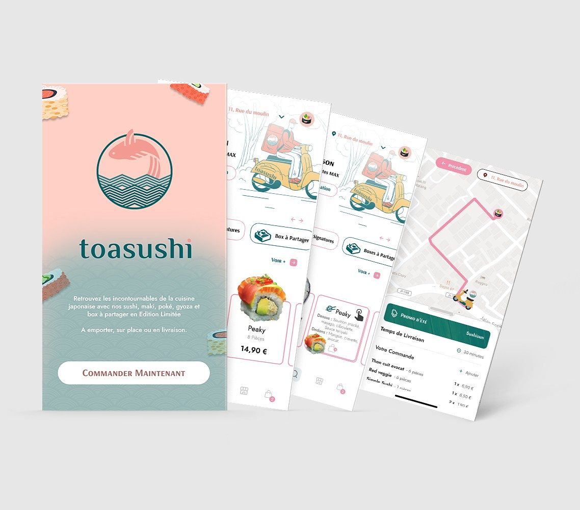 Maquette application de livraison de sushi