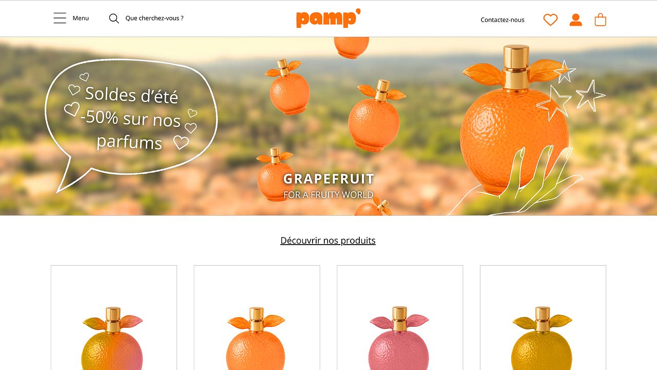 Visuels d'un site de parfum pour les soldes