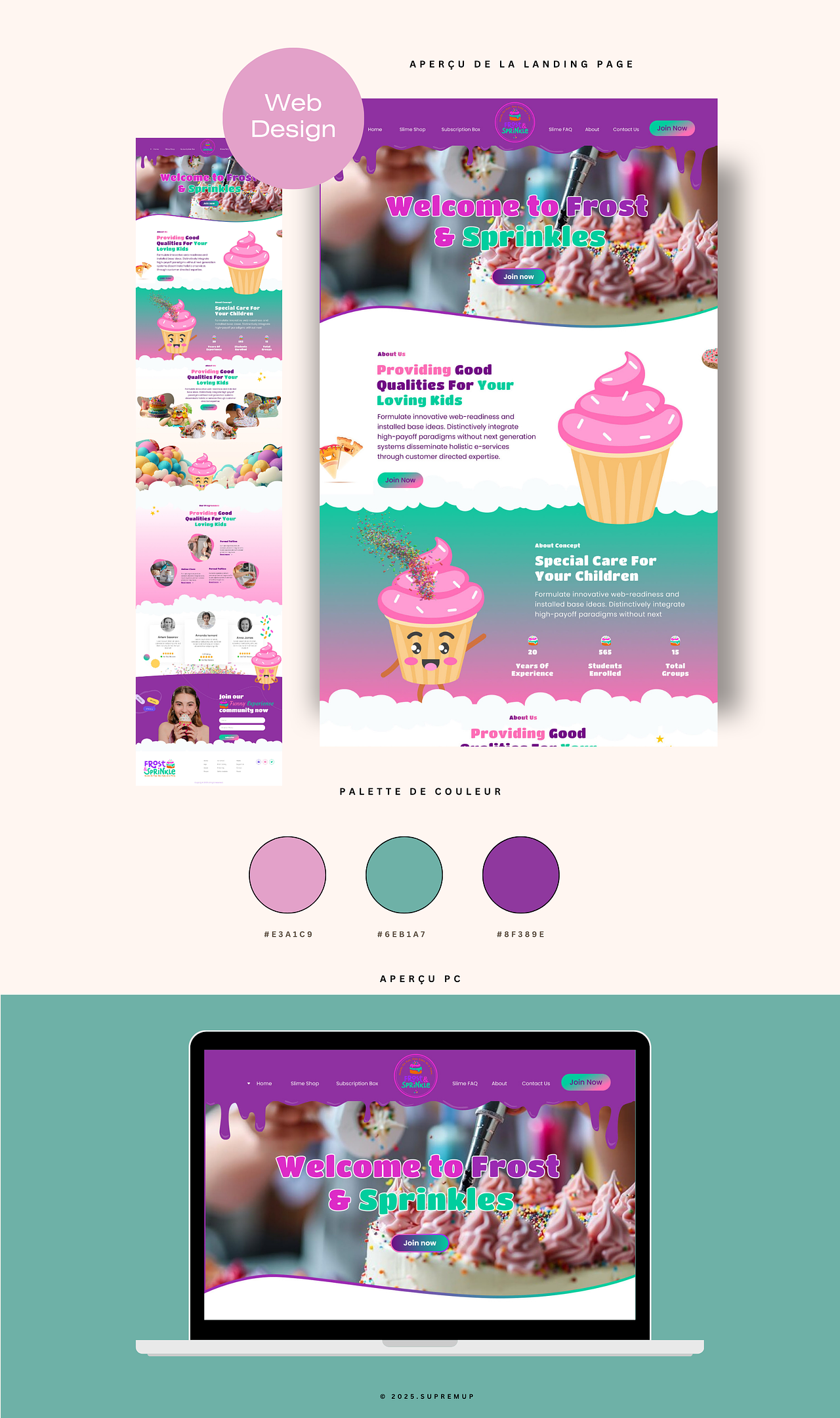 Web design landing page Décorations de gâteaux