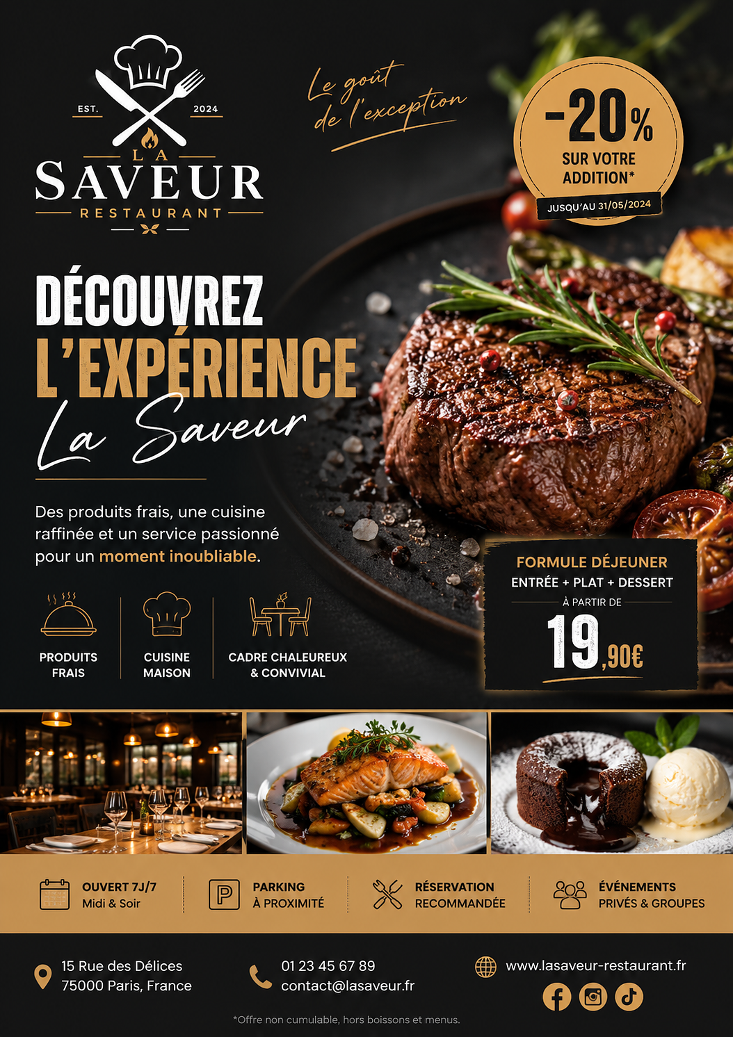 Affiche publicitaire – Restaurant La Saveur