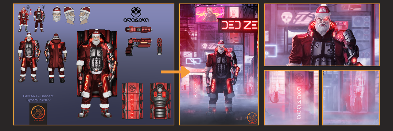 FanArt character design - Santa - Cyberpunk2077