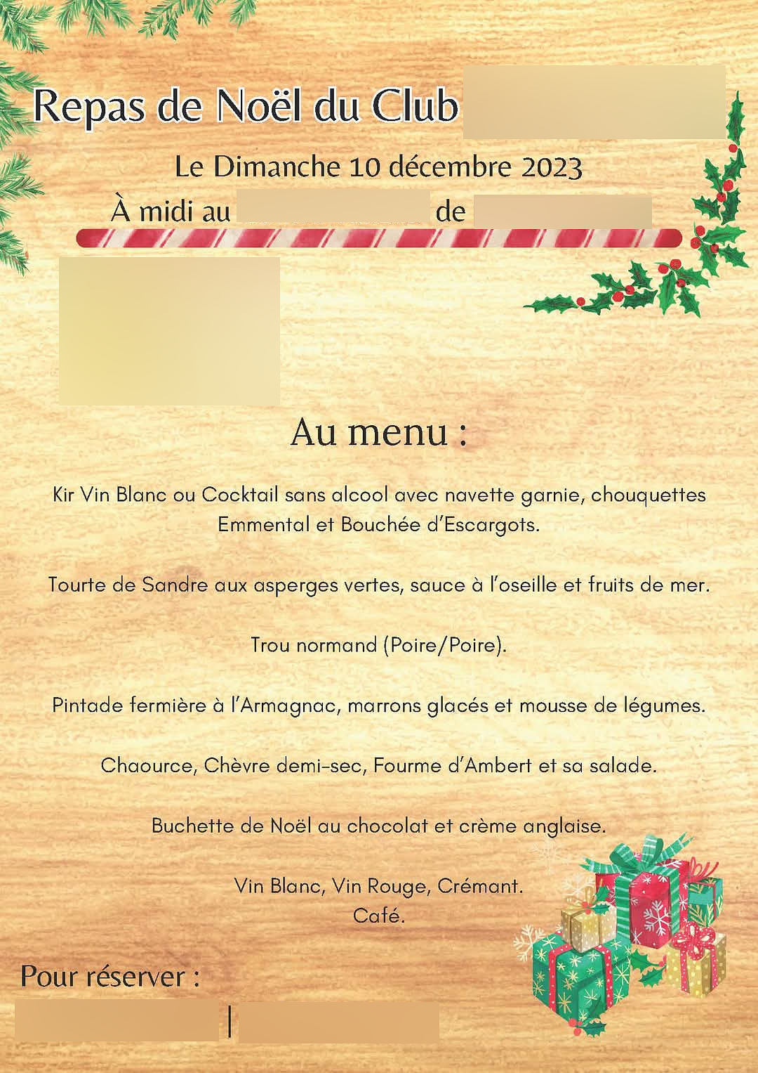 Repas de Noël du club des anciens