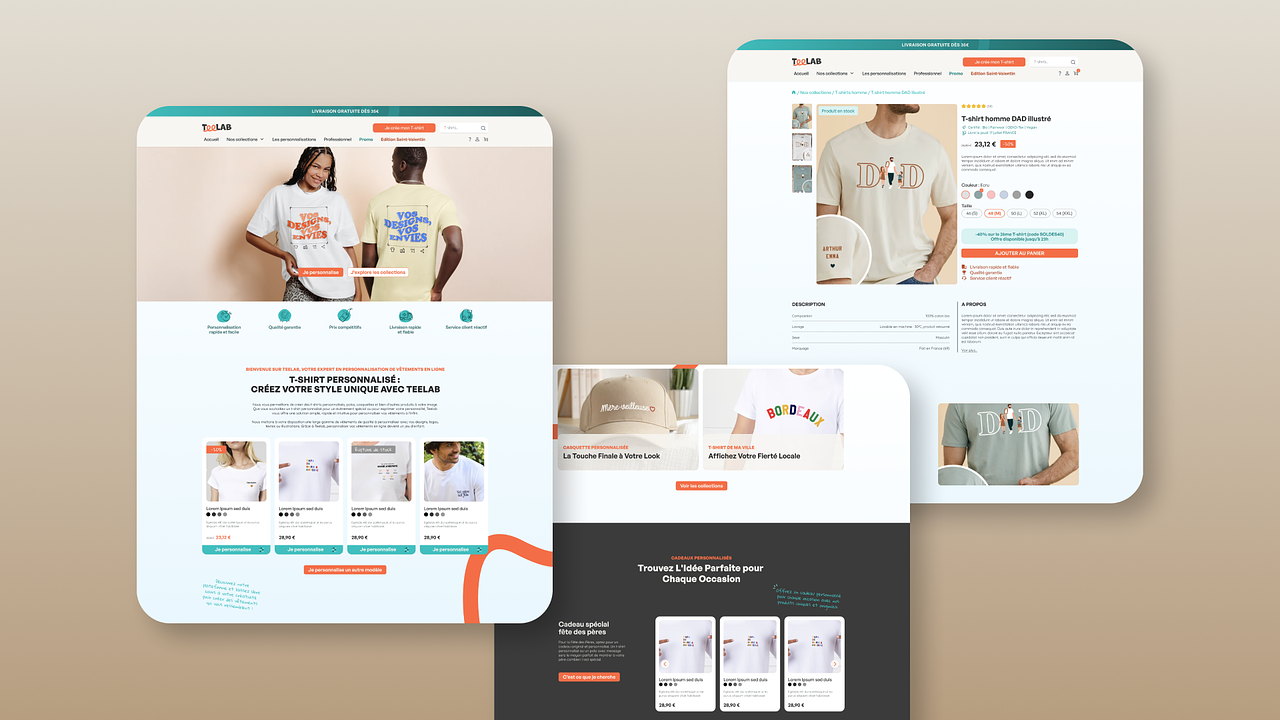 Teelab - maquette site e-commerce