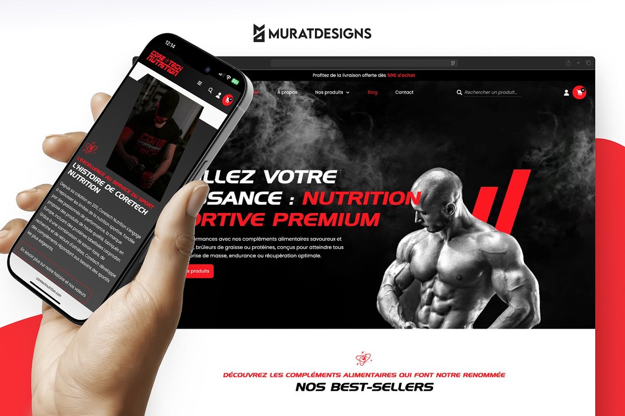 Création de la boutique CoreTech Nutrition · Marqu
