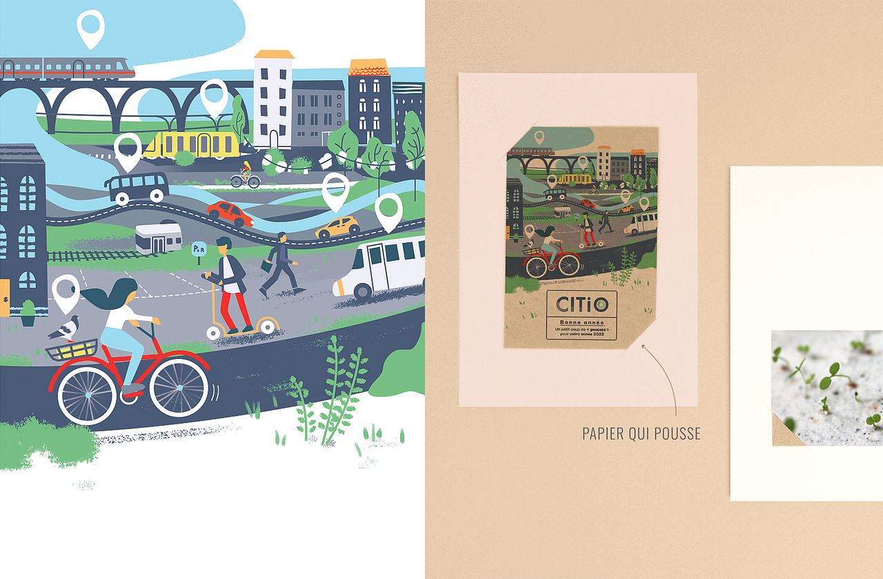 Illustration carte à pousser - Citio