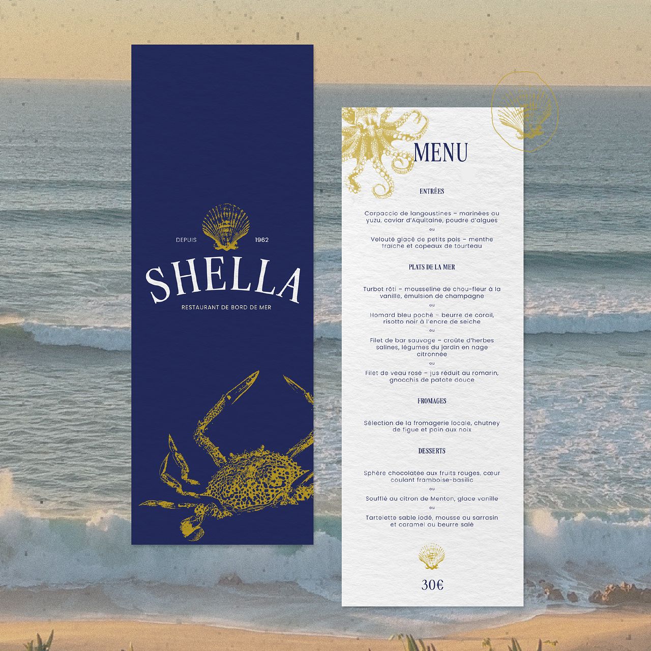 Design de menu pour un restaurant