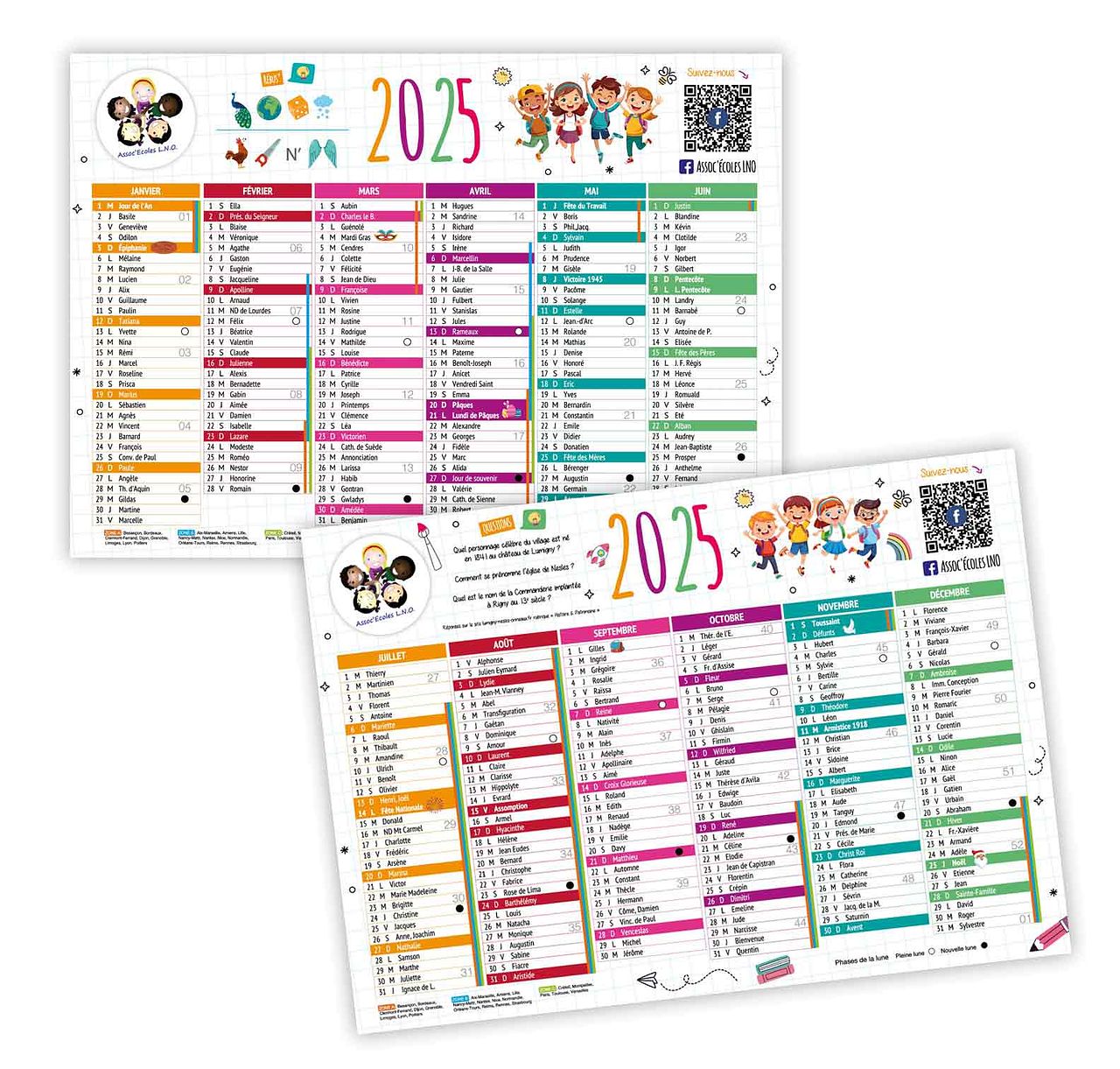 Calendrier pour une association scolaire