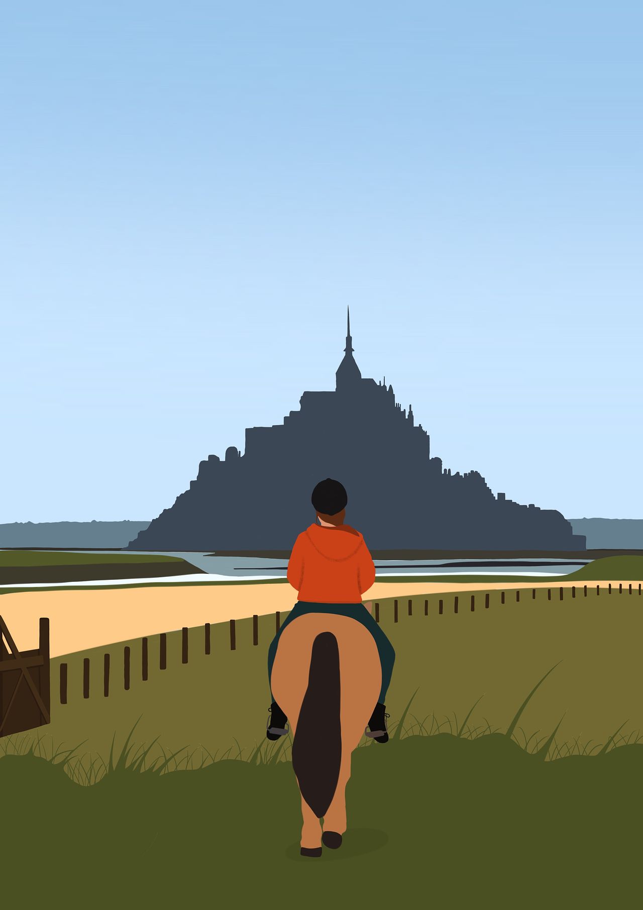 Illustration flat design club d'équitation