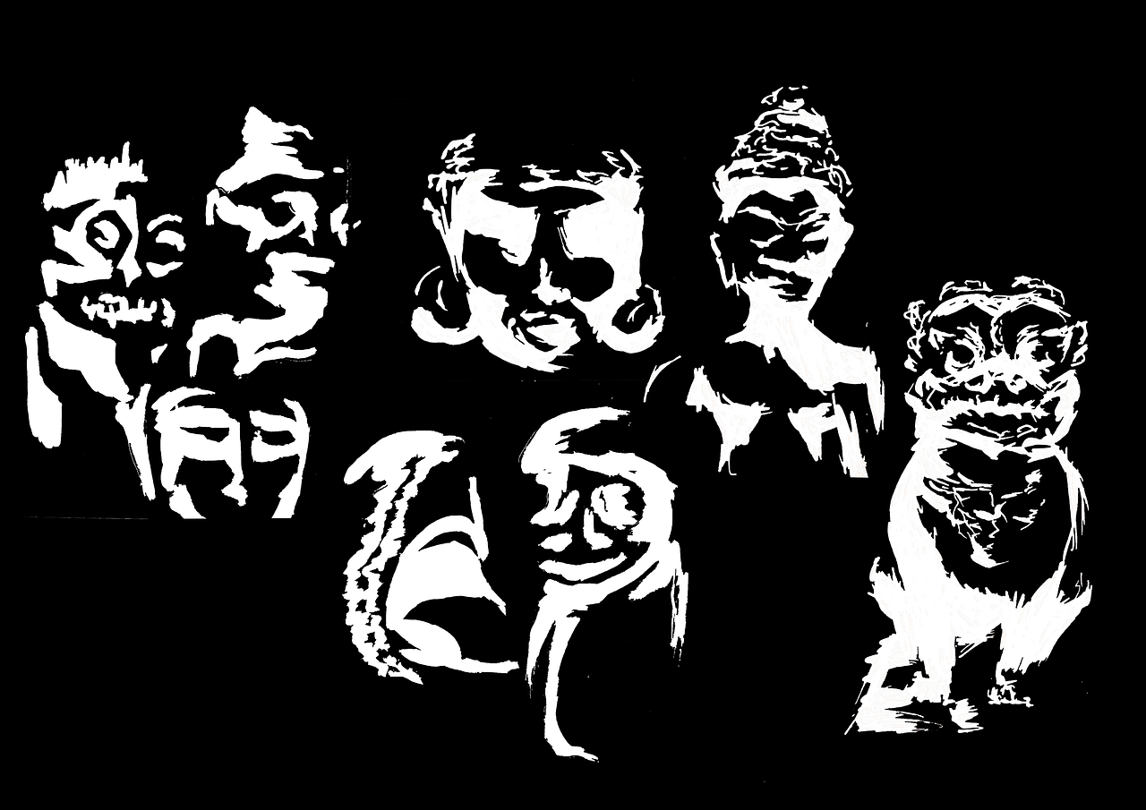 Croquis ombres statues