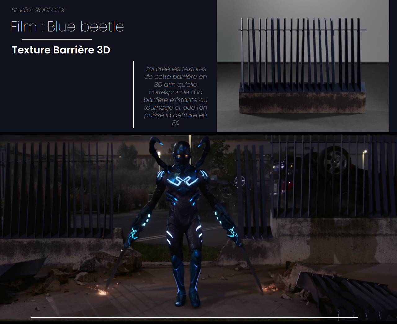Film "Bluebeetle" - Barrière 3D - texturing