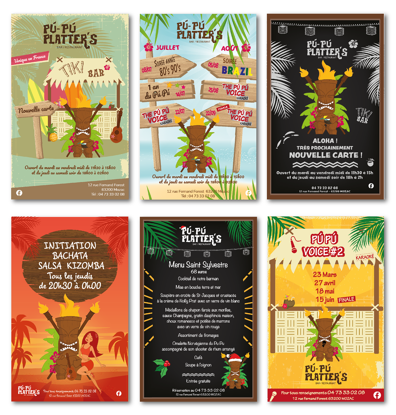 Divers affiches soirées au Pù Pù Platter