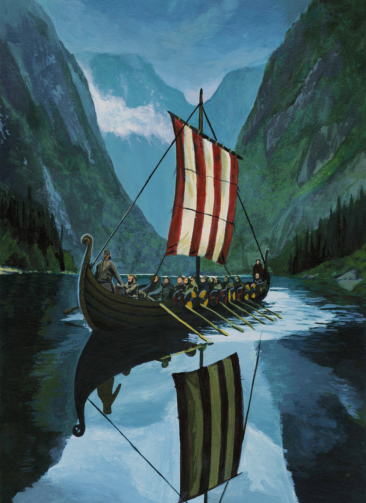 Navigation viking dans un fjord norvégien