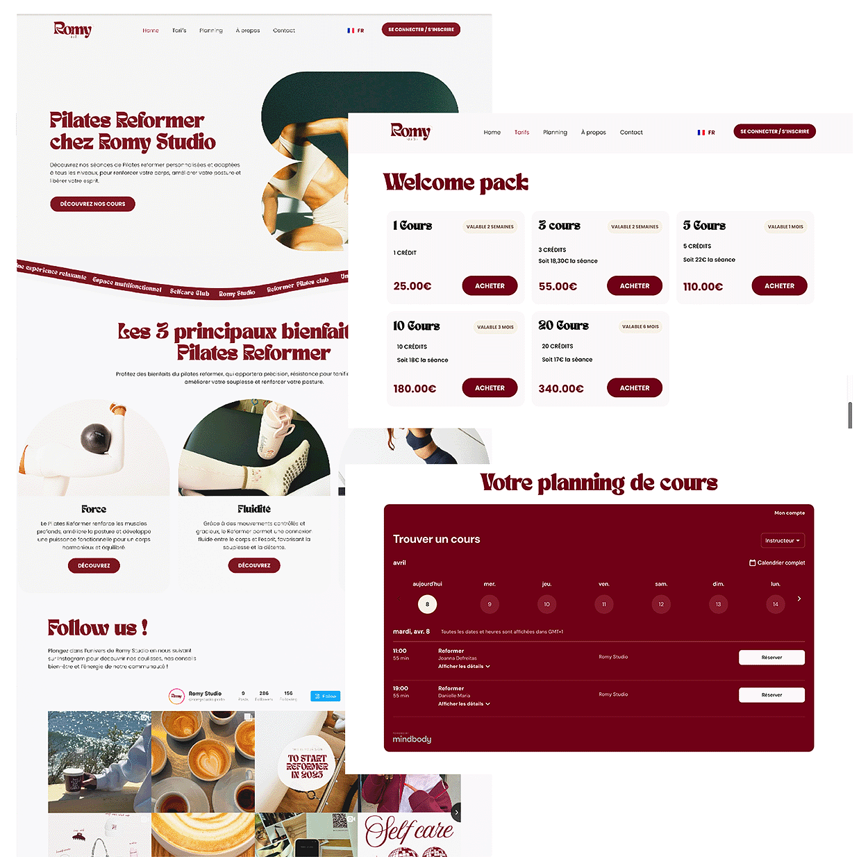 Web design d'un site pour un Studio de Pilates