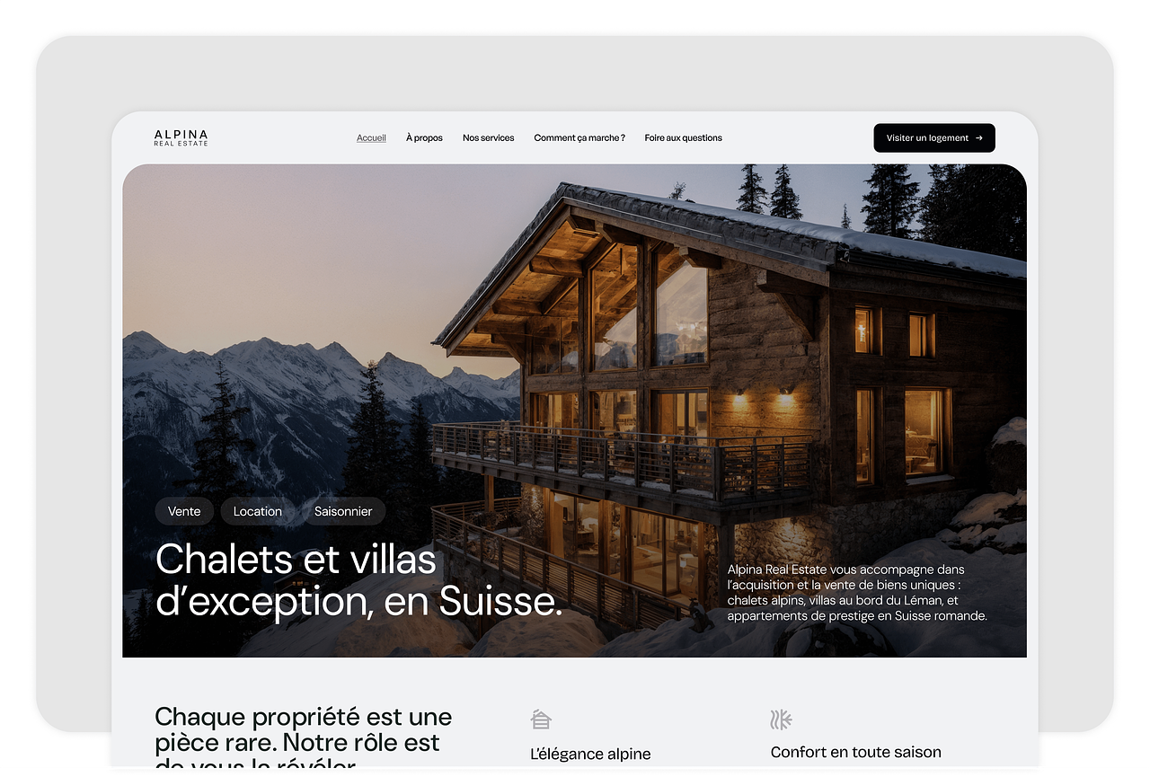 Alpina Real Estate – Site web pour un immobilier d