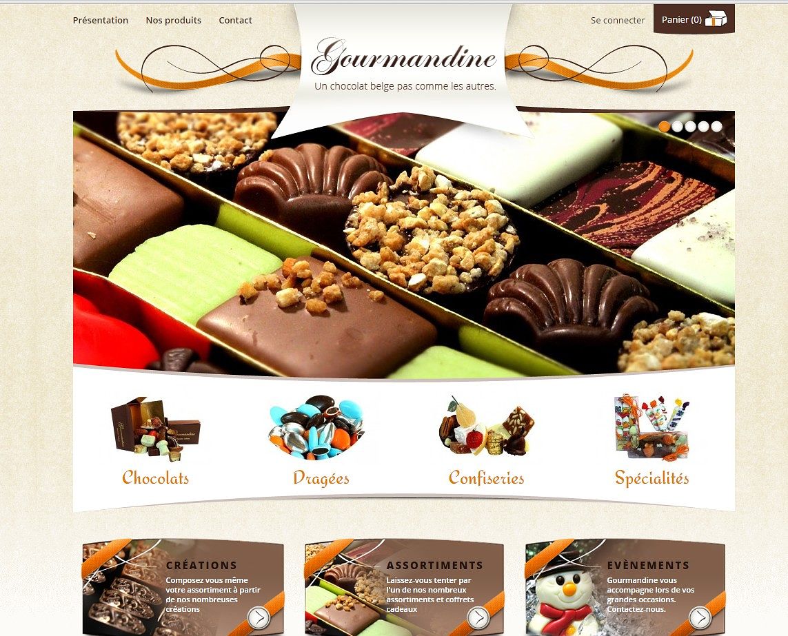 Site web e-commerce de la boutique Gourmandine