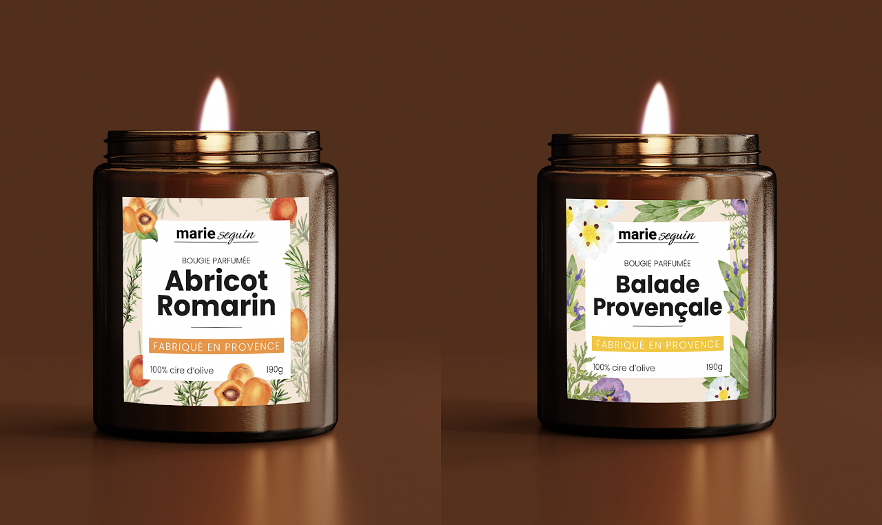 Création d'étiquette de bougie pour Marie Seguin