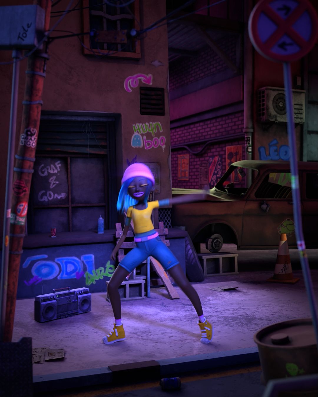 Animation 3D Hip-Hop girl