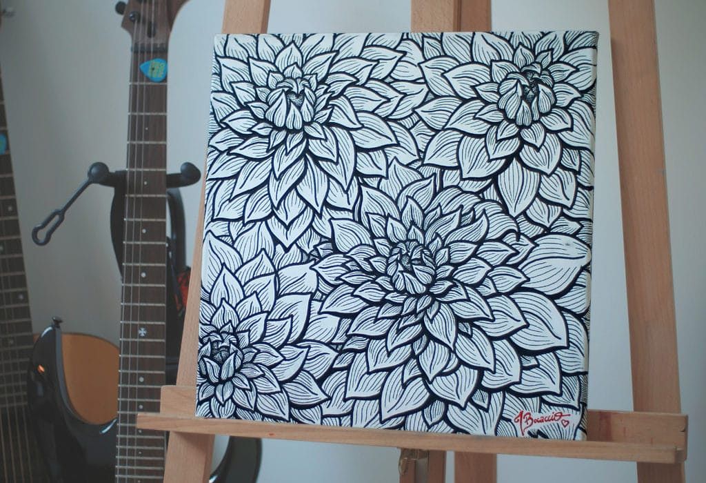 Flowers – Dessin feutre sur toile