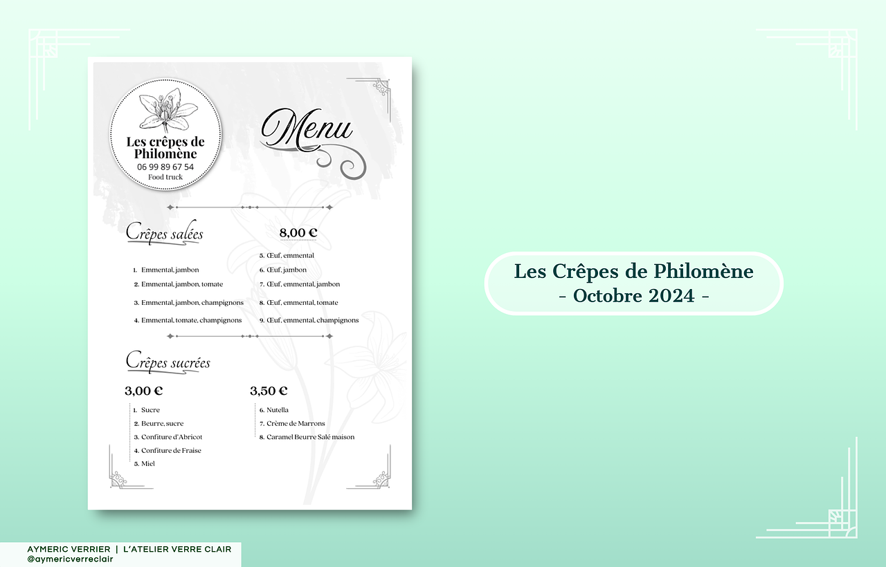 Menu pour les Crêpes de Philomène