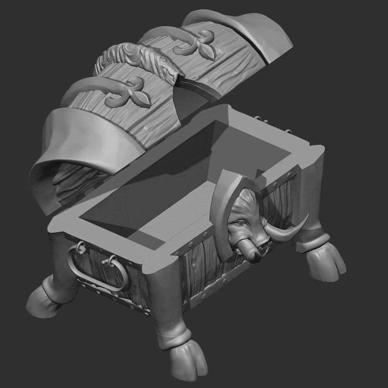Coffre tête de sanglier – Modèle 3D fantasy