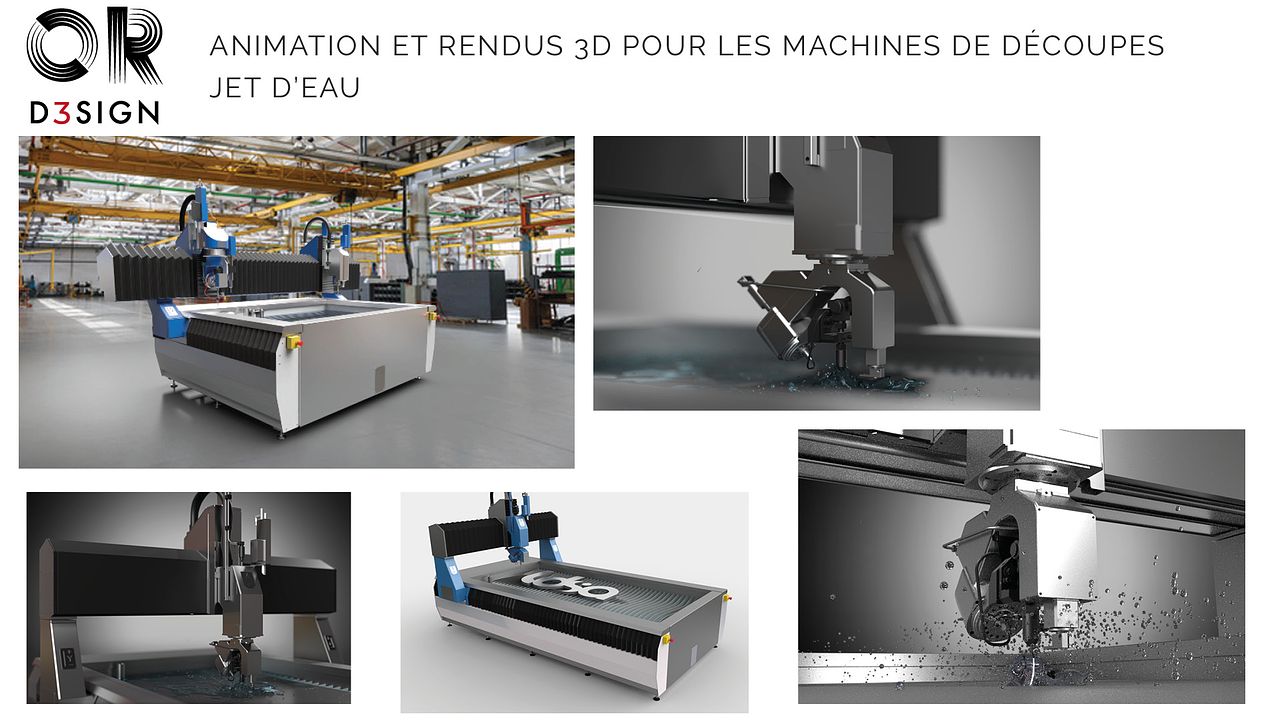 Animation machnie découpe jet d'eau LDSA