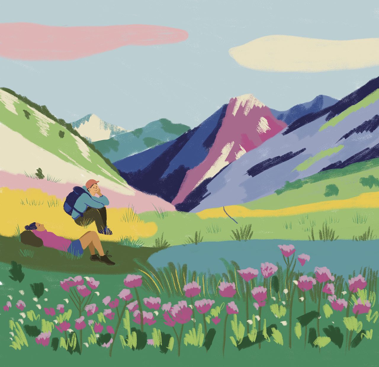 Illustration paysage montagne