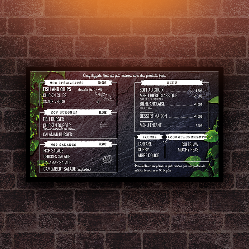 Écran menu restaurant
