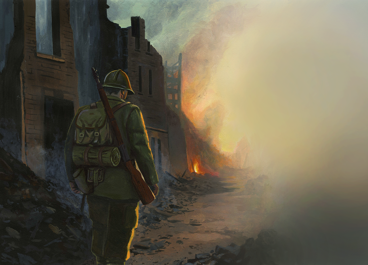 Soldat dans les ruines – Seconde Guerre mondiale