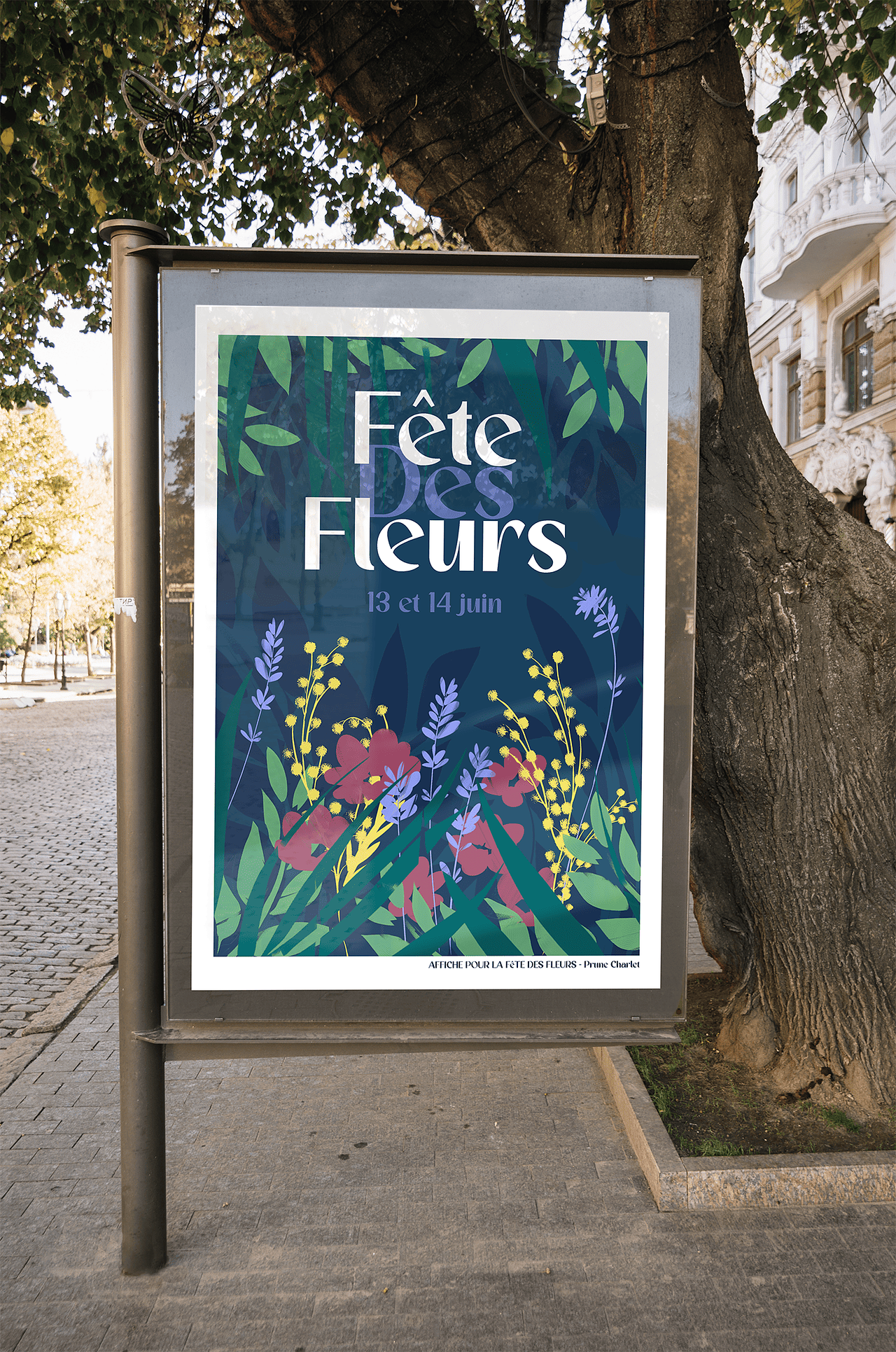 Affiche illustrée fête des fleurs