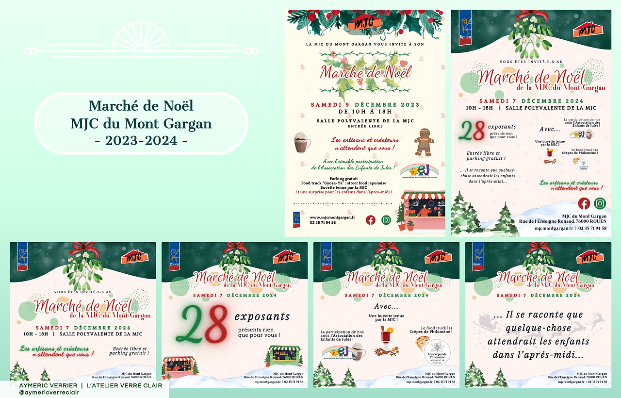Affiche du Marché de Noël pour MJC Mont-Gargan