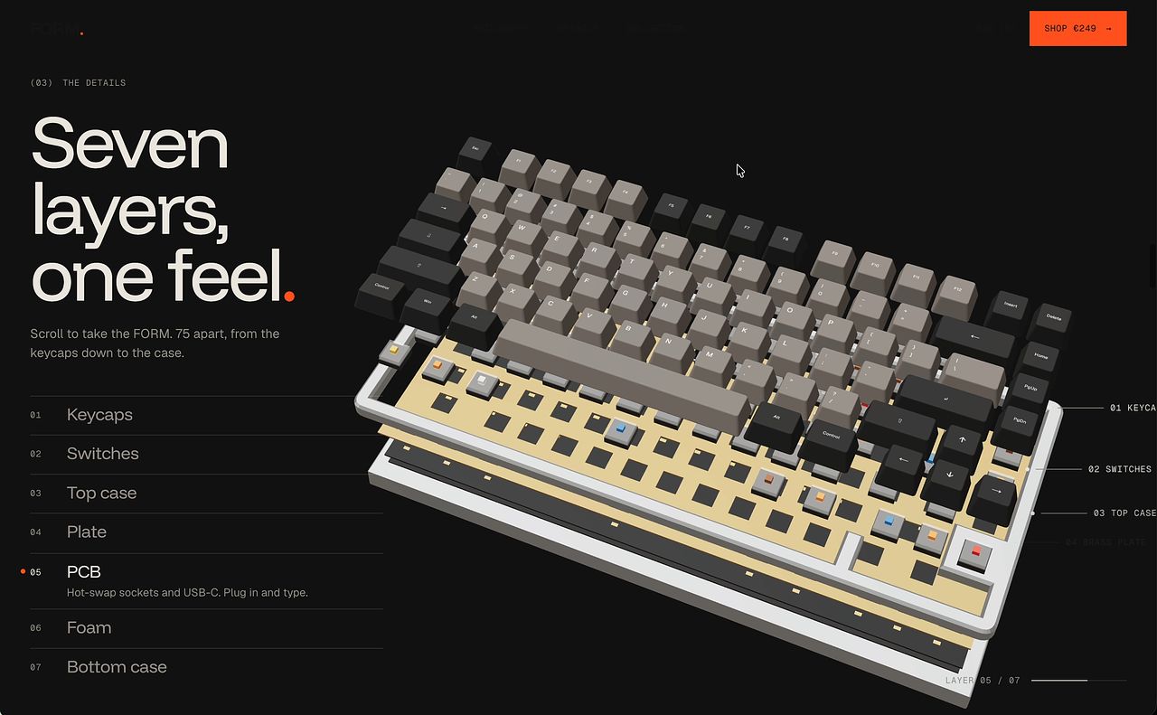 FORM. 75 – Site produit pour un clavier mécanique