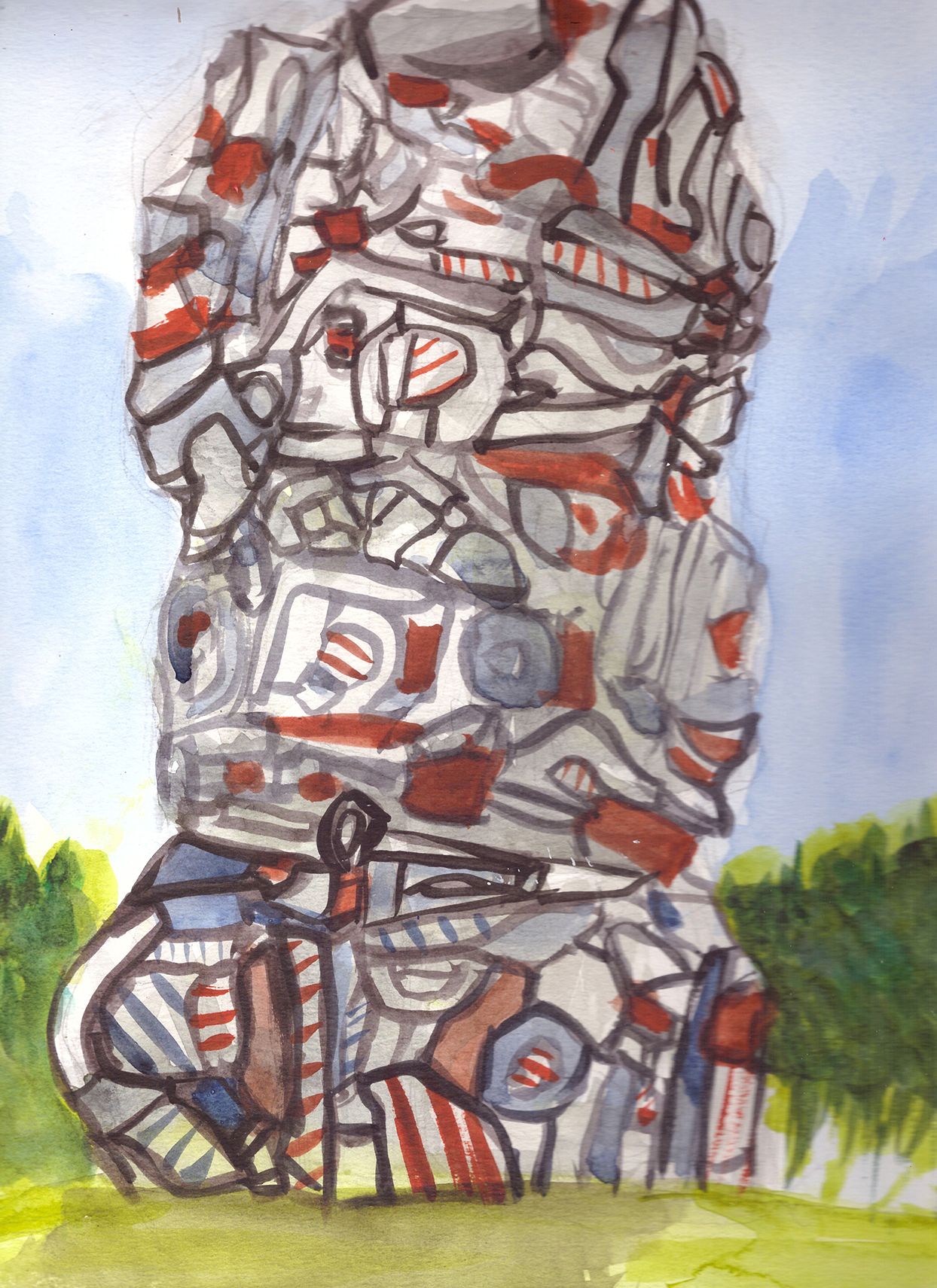 Tour aux figures (aquarelle)