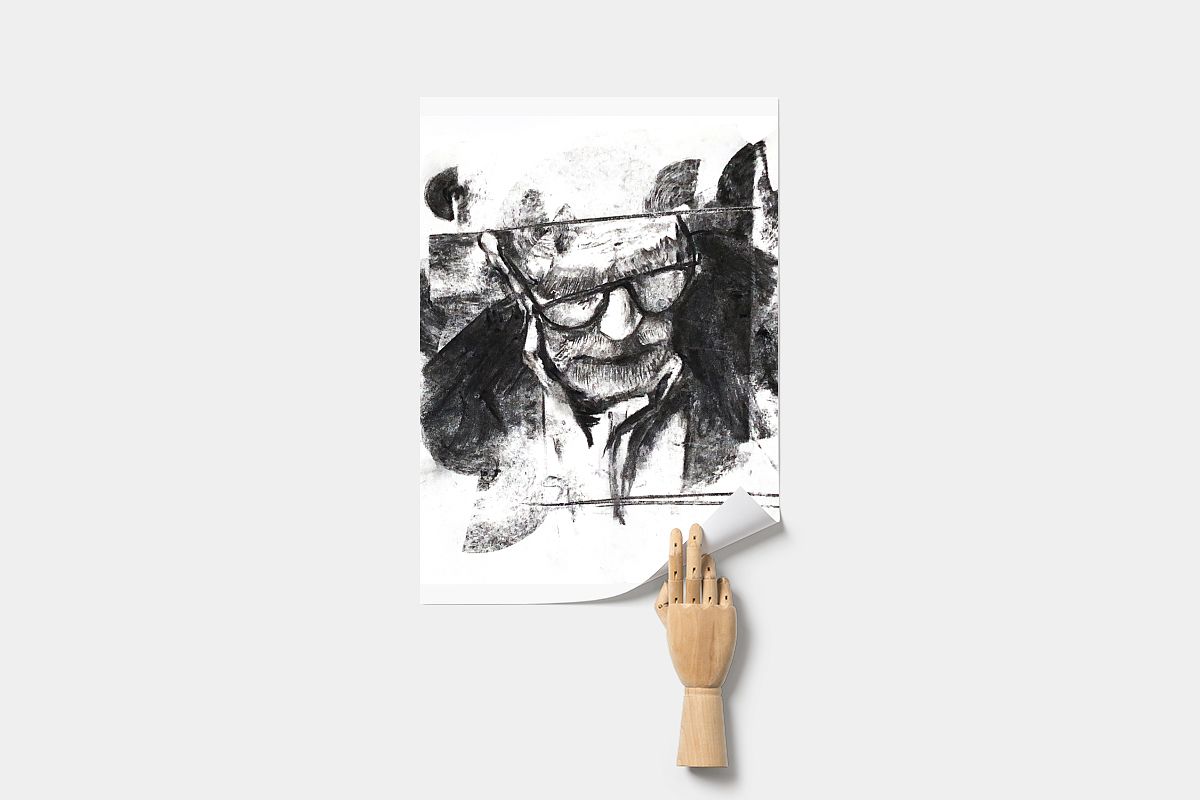 Portrait au fusain de Bruno LATOUR