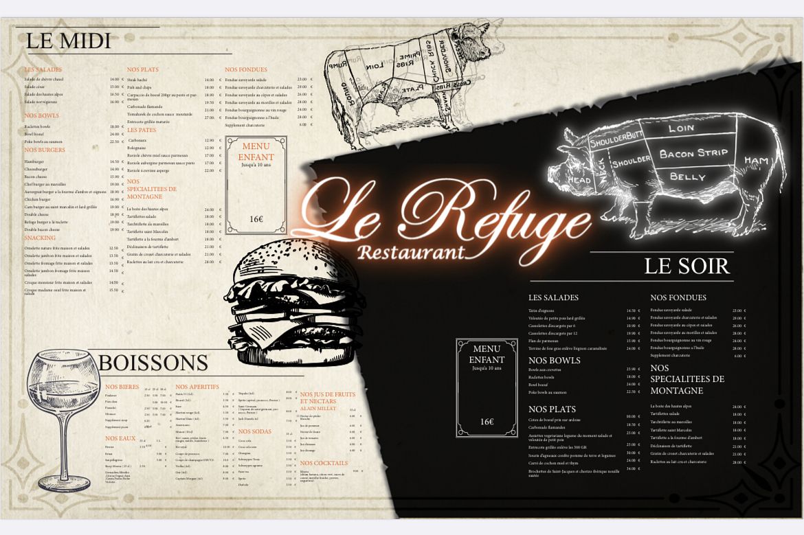 Menu restaurant de montagne