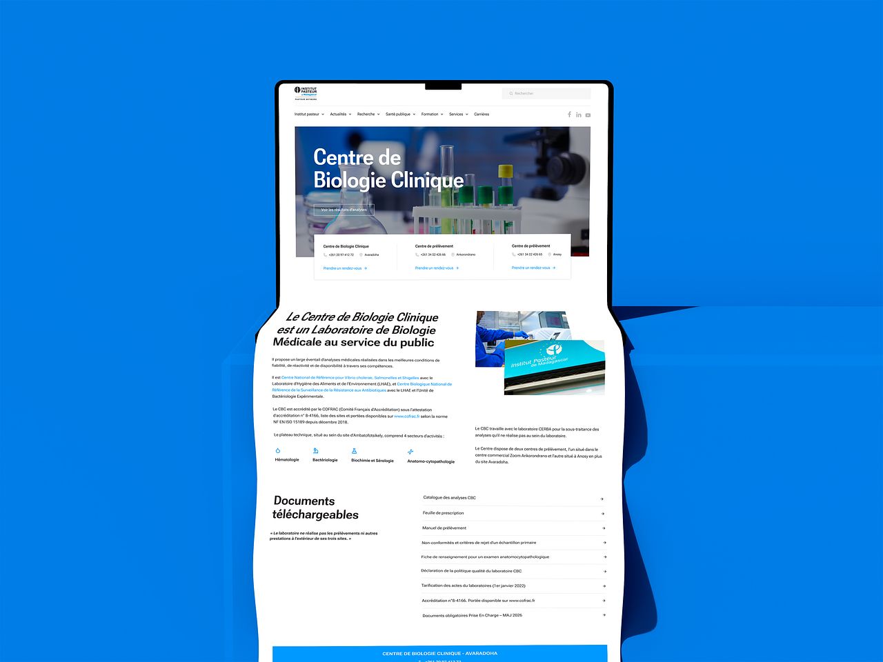 Redesign UX/UI - Institut Pasteur de Madagascar